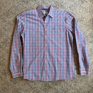 Johnnie O Mens Multicolor Hangin' Out Plaid Casual Button Down Shirt Size Large